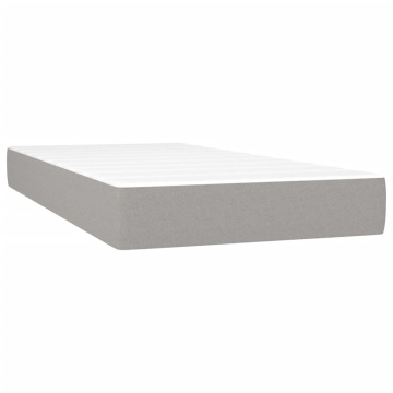 Pat box spring cu saltea, gri deschis, 90x200 cm, textil - Img 7