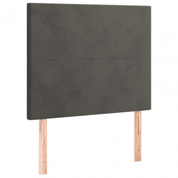 Pat box spring cu saltea, gri închis, 100x200 cm, catifea - Img 5