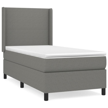 Pat box spring cu saltea, gri închis, 100x200 cm, textil - Img 2