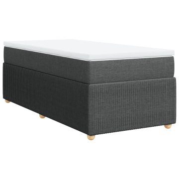Pat box spring cu saltea, gri închis, 100x200 cm, textil - Img 2