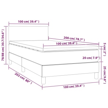 Pat box spring cu saltea, gri închis, 100x200 cm, textil - Img 6