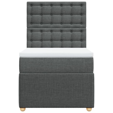 Pat box spring cu saltea, gri închis, 100x200 cm, textil - Img 5