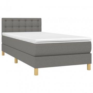 Pat box spring cu saltea, gri închis, 100x200 cm, textil - Img 3