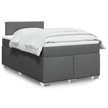 Pat box spring cu saltea, gri închis, 120x190 cm, textil - Img 1