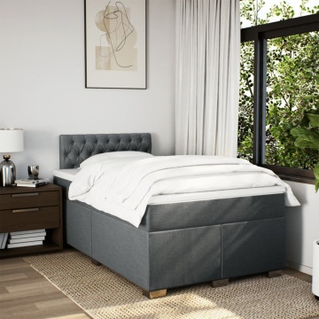Pat box spring cu saltea, gri închis, 120x190 cm, textil - Img 3