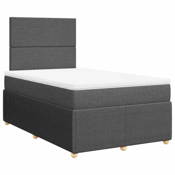 Pat box spring cu saltea, gri închis, 120x190 cm, textil - Img 3