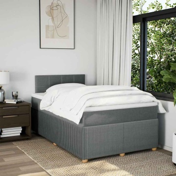 Pat box spring cu saltea, gri închis, 120x190 cm, textil - Img 3