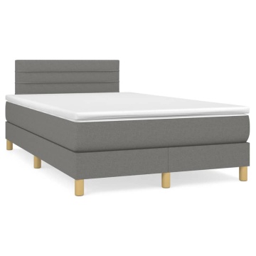 Pat box spring cu saltea, gri închis, 120x200 cm, textil - Img 2