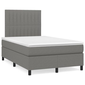 Pat box spring cu saltea, gri închis, 120x200 cm, textil - Img 2