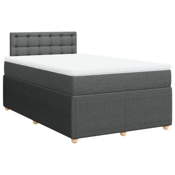 Pat box spring cu saltea, gri închis, 120x200 cm, textil - Img 3