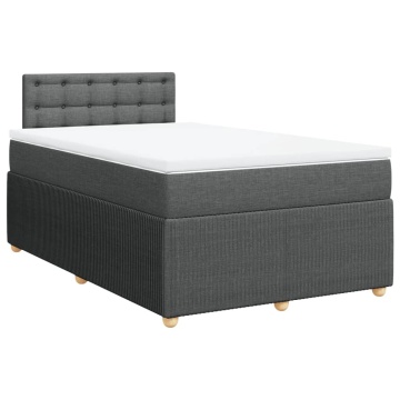 Pat box spring cu saltea, gri închis, 120x200 cm, textil - Img 2