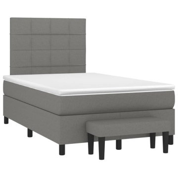 Pat box spring cu saltea, gri închis, 120x200 cm, textil - Img 3