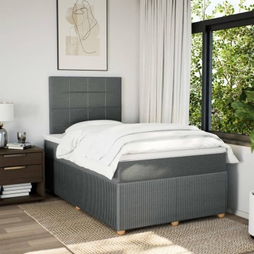 Pat box spring cu saltea, gri închis, 120x200 cm, textil - Img 3