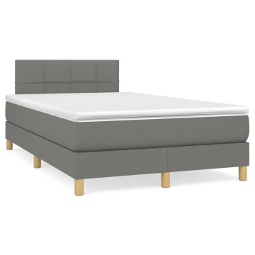 Pat box spring cu saltea, gri închis, 120x200 cm, textil - Img 2