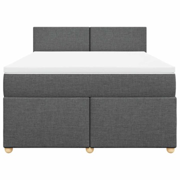 Pat box spring cu saltea, gri închis, 140x190 cm, textil - Img 4