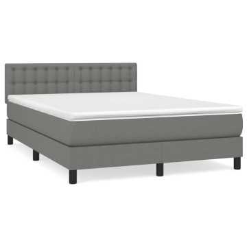 Pat box spring cu saltea, gri închis, 140x200 cm, textil - Img 2