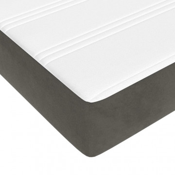 Pat box spring cu saltea, gri închis, 180x200 cm, catifea - Img 7