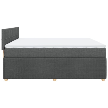 Pat box spring cu saltea, gri închis, 180x200 cm, textil - Img 6