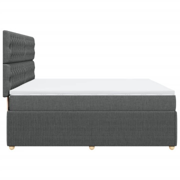 Pat box spring cu saltea, gri închis, 180x200 cm, textil - Img 8