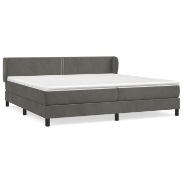 Pat box spring cu saltea, gri închis, 200x200 cm, catifea - Img 2