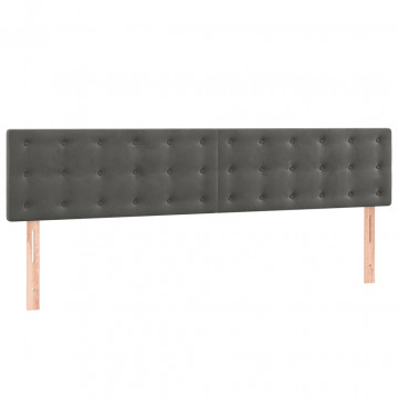 Pat box spring cu saltea, gri închis, 200x200 cm, catifea - Img 5
