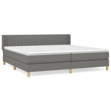 Pat box spring cu saltea, gri închis, 200x200 cm, textil - Img 2