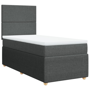 Pat box spring cu saltea, gri închis, 80x200 cm, textil - Img 3