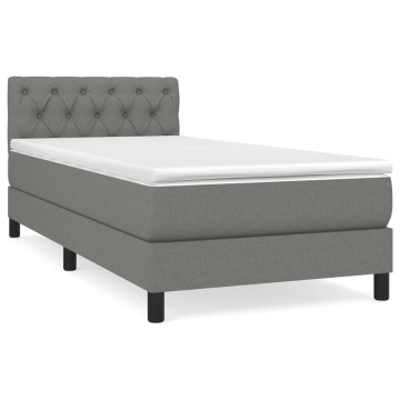 Pat box spring cu saltea, gri închis, 80x200 cm, textil - Img 2