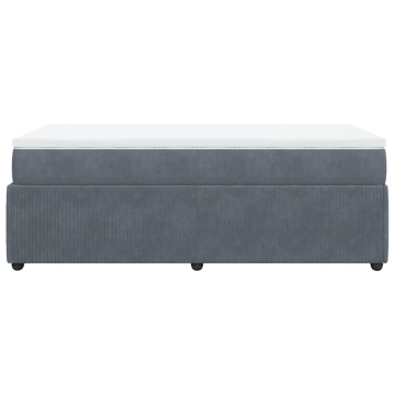 Pat box spring cu saltea, gri închis, 90x190 cm, catifea - Img 7