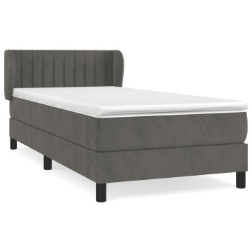 Pat box spring cu saltea, gri închis, 90x190 cm, catifea - Img 2