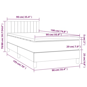 Pat box spring cu saltea, gri închis, 90x190 cm, textil - Img 6