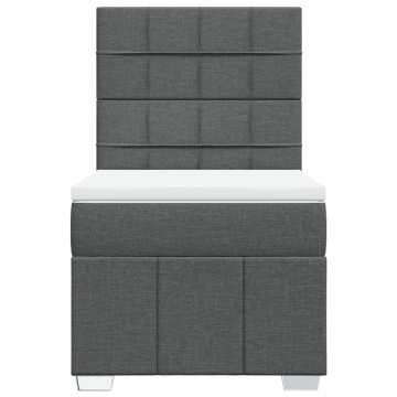 Pat box spring cu saltea, gri închis, 90x190 cm, textil - Img 4