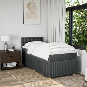 Pat box spring cu saltea, gri închis, 90x190 cm, textil - Img 3