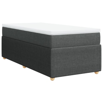 Pat box spring cu saltea, gri închis, 90x190 cm, textil - Img 2