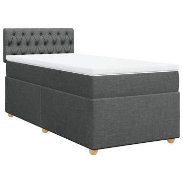 Pat box spring cu saltea, gri închis, 90x200 cm, textil - Img 3