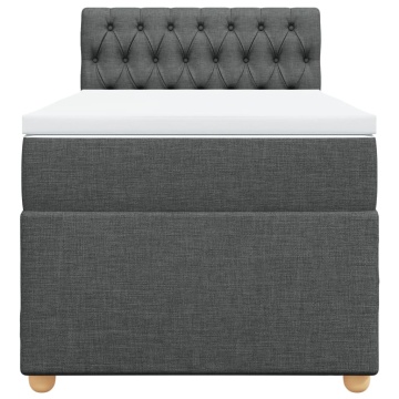 Pat box spring cu saltea, gri închis, 90x200 cm, textil - Img 4
