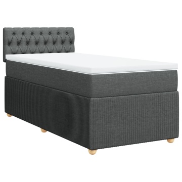 Pat box spring cu saltea, gri închis, 90x200 cm, textil - Img 3