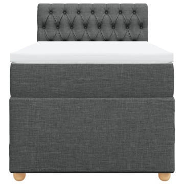 Pat box spring cu saltea, gri închis, 90x200 cm, textil - Img 5
