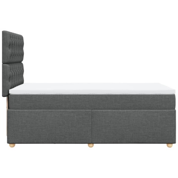 Pat box spring cu saltea, gri închis, 90x200 cm, textil - Img 6
