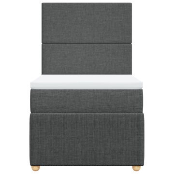 Pat box spring cu saltea, gri închis, 90x200 cm, textil - Img 5