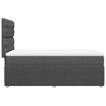Pat box spring cu saltea, gri închis, 90x200 cm, textil - Img 6