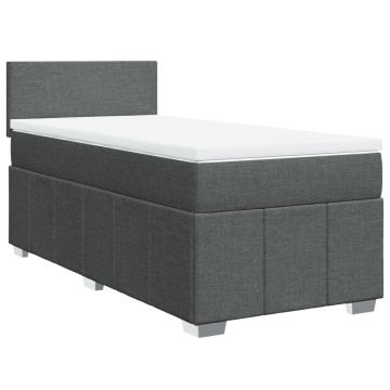 Pat box spring cu saltea, gri închis, 90x200 cm, textil - Img 3