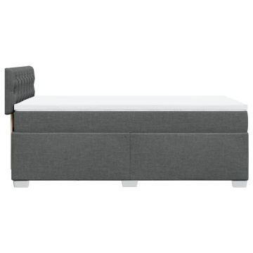 Pat box spring cu saltea, gri închis, 90x200 cm, textil - Img 8