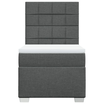 Pat box spring cu saltea, gri închis, 90x200 cm, textil - Img 4