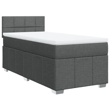 Pat box spring cu saltea, gri închis, 90x200 cm, textil - Img 3