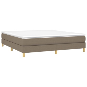 Pat box spring cu saltea, gri taupe, 160x200 cm material textil - Img 3