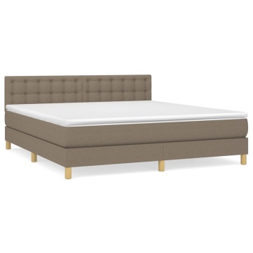 Pat box spring cu saltea, gri taupe, 160x200 cm material textil - Img 2