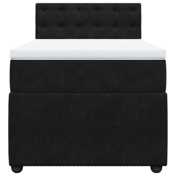 Pat box spring cu saltea, negru, 100x200 cm, catifea - Img 4