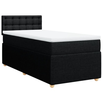 Pat box spring cu saltea, negru, 100x200 cm, textil - Img 3