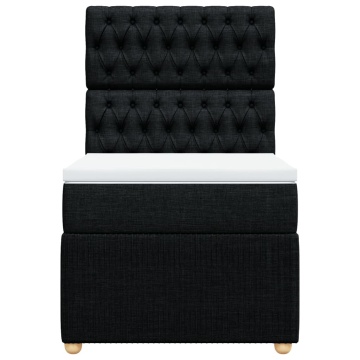 Pat box spring cu saltea, negru, 100x200 cm, textil - Img 5